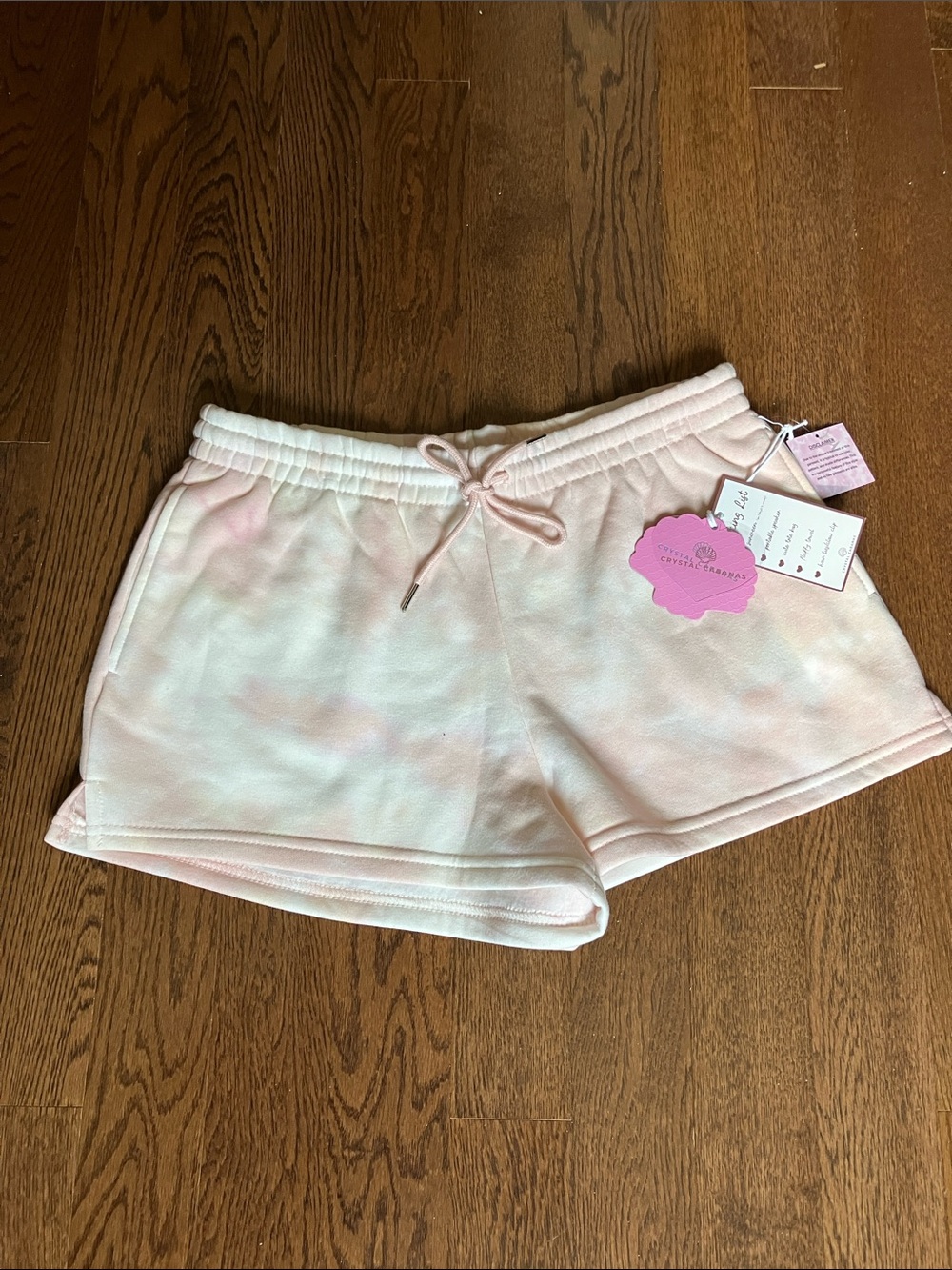 LuLaRoe Pale Pink & Cream Tie-Dye Athletic Shorts w/ pockets both sides